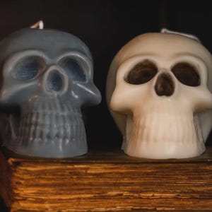 Skull Candle I Skull Candle I Halloween Candle I Gothic Candle I Black Gothic Skull Candle with Roses – Dark Aesthetic Home Decor