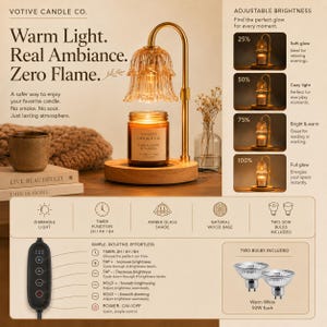 Candle Warmer Lamp & Wickless Candle Gift Set, Adjustable Dimmable Candle Lamp, Flameless Candle Warmer, Housewarming Gift, Xmas Gift
