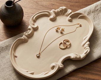 Vintage Jewelry Tray, Ornate Trinket Dish, Handmade Decorative Jewelry Organizer, Romantic Vanity Decor, Elegant Ring Dish, Gift for Her