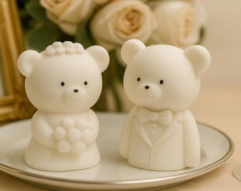 Soy Wax Bride & Groom Bear Candles: Baby Shower Favors, Wedding Decor, Handmade Candles