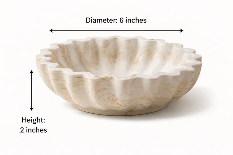 Jesmonite Scallop Bowl – Aesthetic Home Decor – Minimalist Tray – Handmade Decorative Bowl