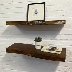 Walnut Floating Shelves -  Farmhouse Shelf - Kitchen Shelves - Walnut - Natural Floating Shelf- Elegant Live Edge Walnut Shelves,Walnut Wood