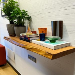 Custom Size Solid Wood Floating Shelves - Vintage Wood Shelf - Rustic Shelves - Bathroom Shelves With Bracket - Rusic Live Edge Shelf, Shelf