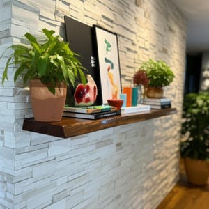 Wooden Shelves For Living Room - Handmade Shelf - Decorative Wall Shelves - Walnut Floating Shelves -  Custom Wood Shelves - Rustic Shelves