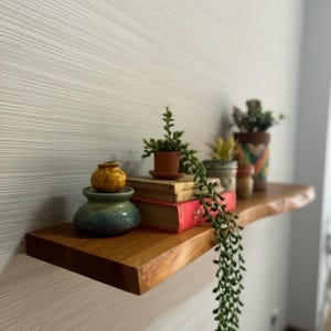 Floating Shelf - Wall Mounted Hanging Shlef - Wooden Book Shelf - Walnut Floating Shelf - Round edge - Custom Size wood - Living Room Shelf