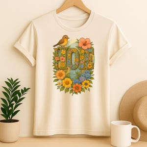 Impressão de arte floral vintage com esperança - Decoração de parede inspiradora com tema de natureza - Ilustração da Global Unity