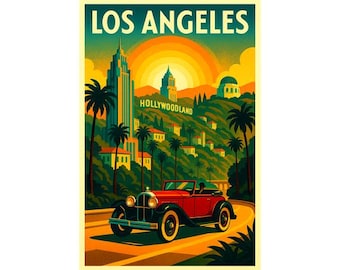Los Angeles Travel Poster Print – Vintage California Art, Digital Download