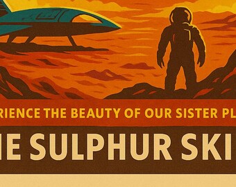 Venus Travel Poster Print – Retro Sci-fi Space Wall Art, Digital
