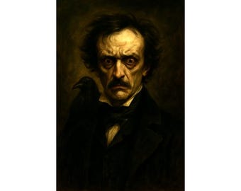 Gothic Raven Portrait Print: Edgar Allan Poe Art, Dark Academia (Digital Download