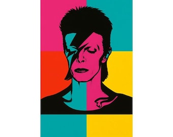 Neon Glam Rock Pop Art Print: Retro Music Icon Portrait (Digital Download)
