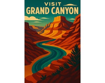 Vintage Grand Canyon Reise-Plakat-Druck - Retro Nationalpark-Wand-Kunst, digitaler Download