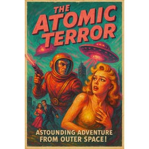 Atomic Terror Retro Sci-Fi Poster – Vintage 1950s Movie Print