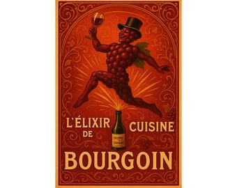 Vintage French Wine Kitchen Print: Vintage Bistro Decor (Digital Download)