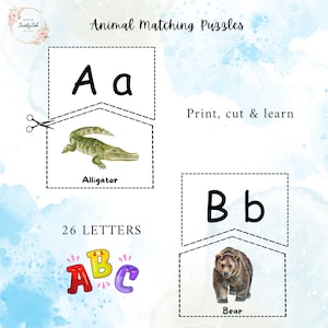 ABC Animal Alphabet Puzzle for kids | Montessori-Inspired Letter Matching Game | Printable Learning Activity | Digital Download