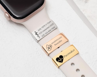 Etiqueta de identificación médica personalizada: Apple Watch, Garmin, Fitbit - Alerta de alergia grabada