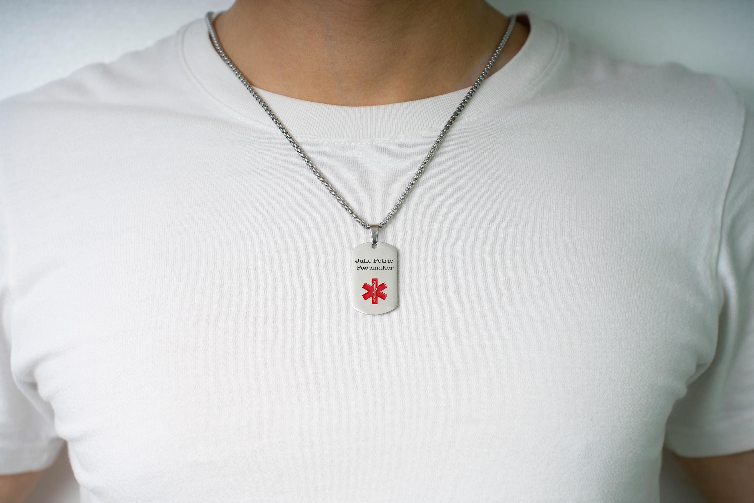 Collana Medical ID Per Diabetici Tipo 1 E 2 &ndash; Gioiello Allarme Medico In Acciaio Inox &ndash; UK