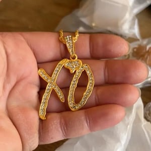 Gold XO Pendant Necklace – Iced Out Bling Chain, Hip Hop Rap Jewelry, Streetwear Gift for Him or Her
