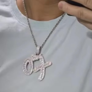 XO  Iced Out Pendant Necklace – The Weeknd Inspired Bling Chain – CZ Hip Hop Jewelry for Men & Women