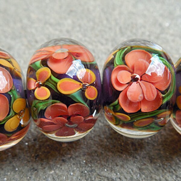 Mariposa umhüllt Floral Lampwork Perlen * auf Bestellung gefertigt *
