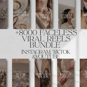 Bundel met 8000+ rollen voor Instagram, TikTok en YouTube| Bonuscanva-gids | PLR en MRR inbegrepen | Virale gezichtsloze rollen | Digitale download.