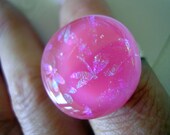 Dichroic Ring - Pink Dragonfly Ring - Fused Glass Jewelry - Pink Ring - Fashion Ring - Raspberry Pink Ring - Dichroic Jewelry -Handmade Ring