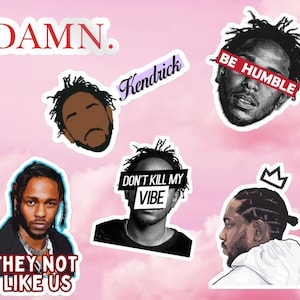 6 Pc Hip Hop Rap Music Sticker Pack High Quality Glossy Kendick L Decals For Laptops Mirrors Etc Free Shipping