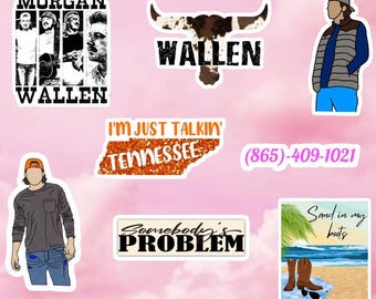 8 Pc Country Music Sticker Pack High Quality Glossy Morgan W Decals For Laptops Mirrors Etc Free Shipping