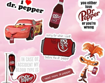Soda Pop Stickers/Sticker Pack Choose From 8 Designs Or All 8 Sticker Pack HighQuality Funny Dr P Decals For Laptop Mirror Etc Free Shipping