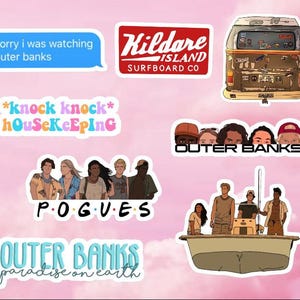 8 Pc OBX Netflix Show Sticker Pack High Quality Glossy Outer Banks Decals For Laptops Mirrors Etc Free Shipping