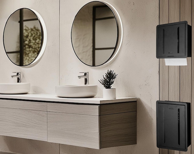 Featured listing image: Luxore Wall-Mounted Trash Can & Napkin Holder Set; Sleek Metal Design