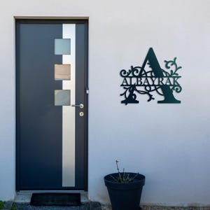 Letrero con nombre y letra personalizado / 2 tamaños / Decoración de pared de metal personalizada / Inicial y nombre para la entrada / Acero de 2 mm / Idea de regalo elegante y personalizada