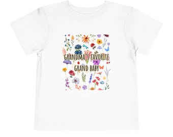 Oma's favoriete peuter-T-shirt, schattig kindershirt, verjaardagscadeau, bloemdessin, grootouderdag, zomerkleding kind, baby-T-shirt