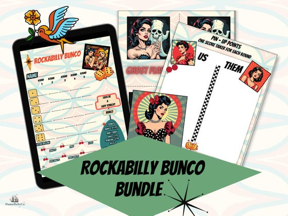 Rockabilly Bunco Party Kit: 1950s Retro Score Sheets (Instant Download)