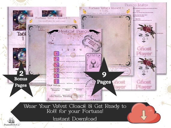 Mystical Bunco Printable Kit: Moon Magic Dice Game (Digital Download)