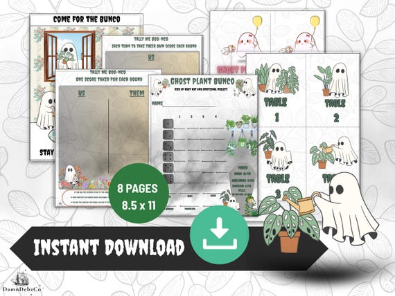 Ghost Plant Bunco Printable: Game Night Party Theme (US Letter PDF)