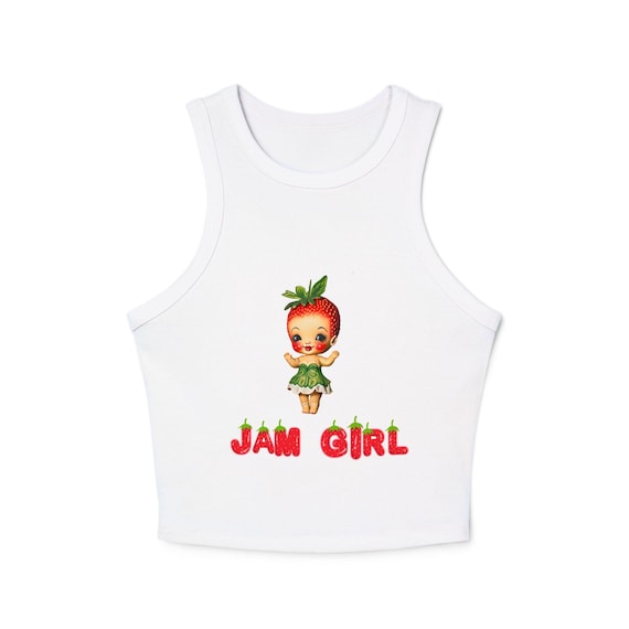 Cropped Racer Tank Top: Ribbed Cotton Blend, Summer Festival Wear