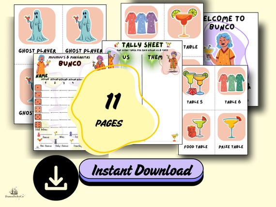 Margarita Bunco Party Printable Kit, vintage grandma theme (Instant Download)