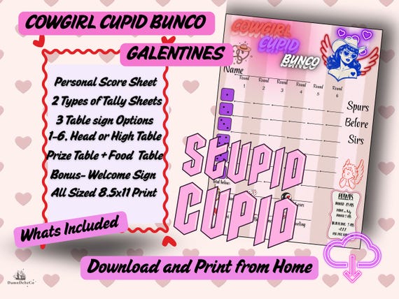 Cowgirl Cupid Bunco Game | Galentine's Day Printable (PDF Download)