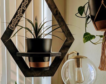 Unique Wooden Hanging Planter: Indoor Plant Stand, Wall Decor