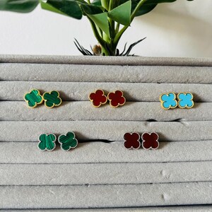 Clover stud earrings in gold, silver and rose gold