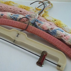 Vintage lot of 5  Clothes Hangers, Crochet hangers, FREE SHIPPING
