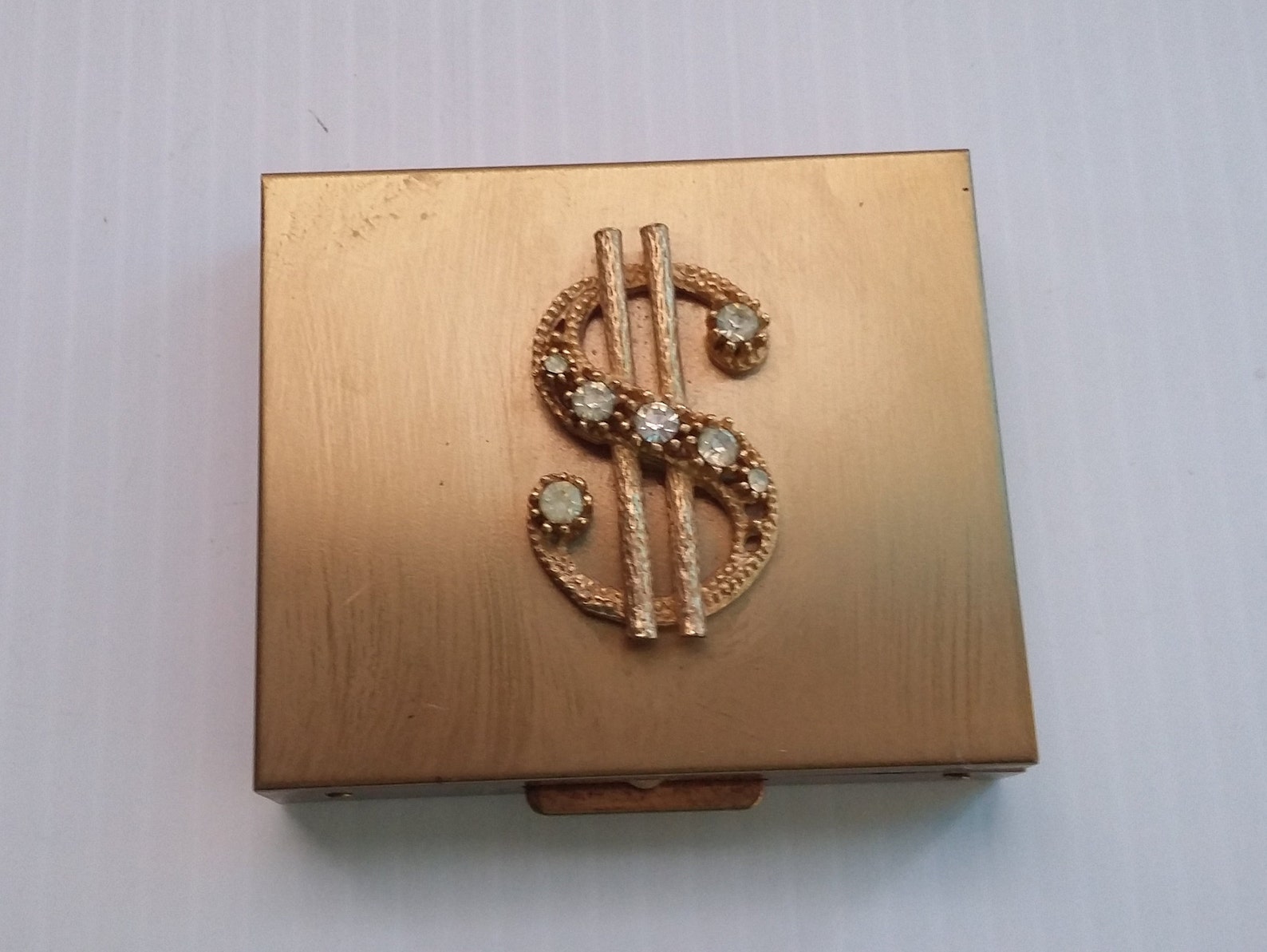 Vintage Gold Rhinestone Jeweled Coin and Money Holder 1960's Era