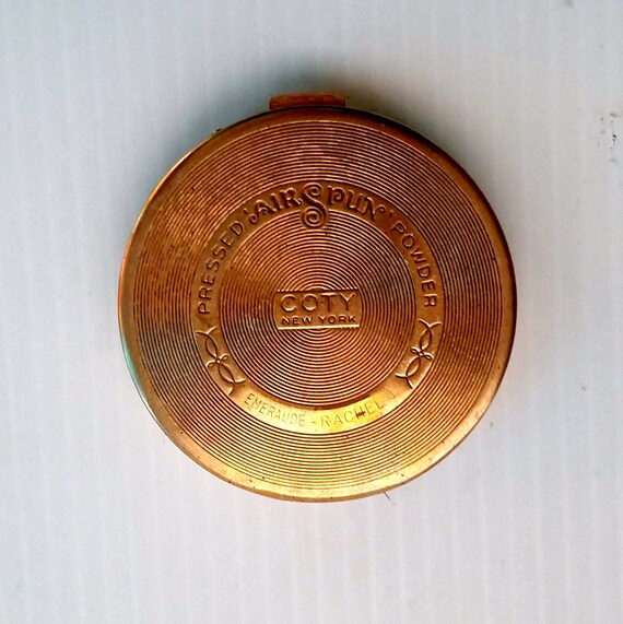 Vintage ladies gold leather powder compact, 1950'… - image 2