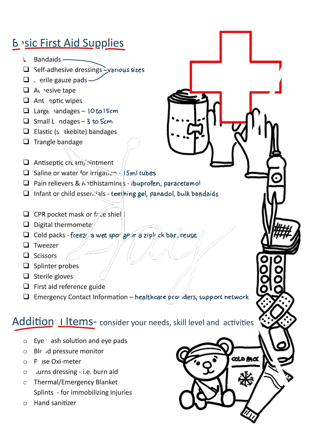 First Aid Kit Check *DIGITAL FILE DOWNLOAD* - Etsy