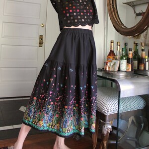 Flower Frolic Border Print Midi Skirt