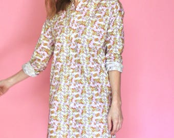 Vestido camisero de corte recto en campo lila