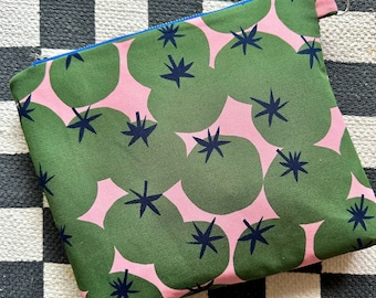 Estuche o bolsa de viaje con cremallera y estampado de tomate verde
