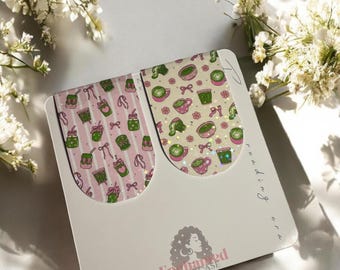 Holographic Magnetic Bookmark: Matcha & Coffee Page Marker