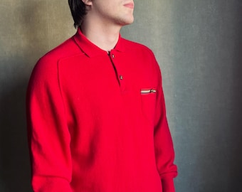Jersey de lana pura Lyle & Scott de los años 80, jersey tipo polo de punto, talla L/XL