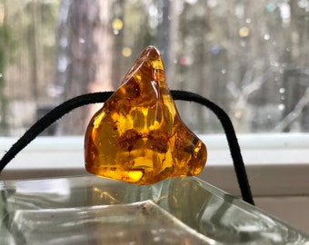 Baltic Amber Pendant - Massive Fiery Amber piece Statement Necklace, Talisman pendant